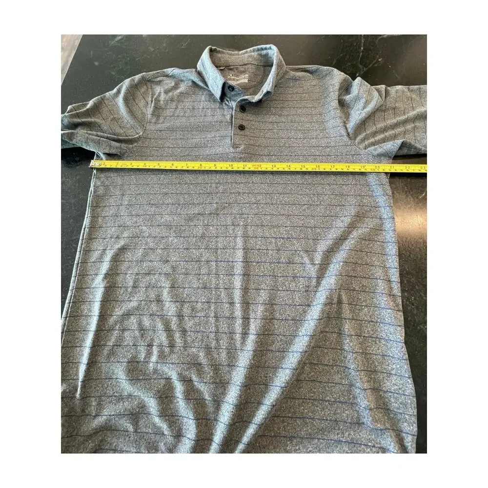 Under Armour loose fit heat gear SM Gray and Blue striped polo - Picture 8 of 8